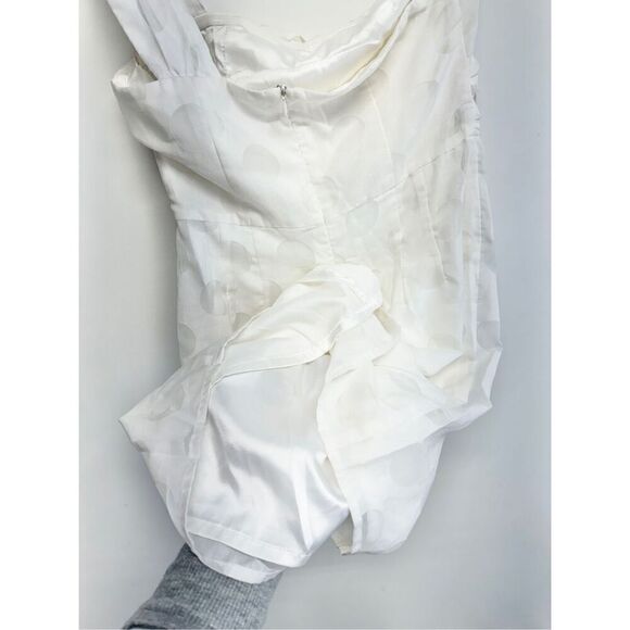 MM Couture Womens White One Shoulder Dress Size Medium Polka Dot Lined Back Zip - Picture 8 of 10